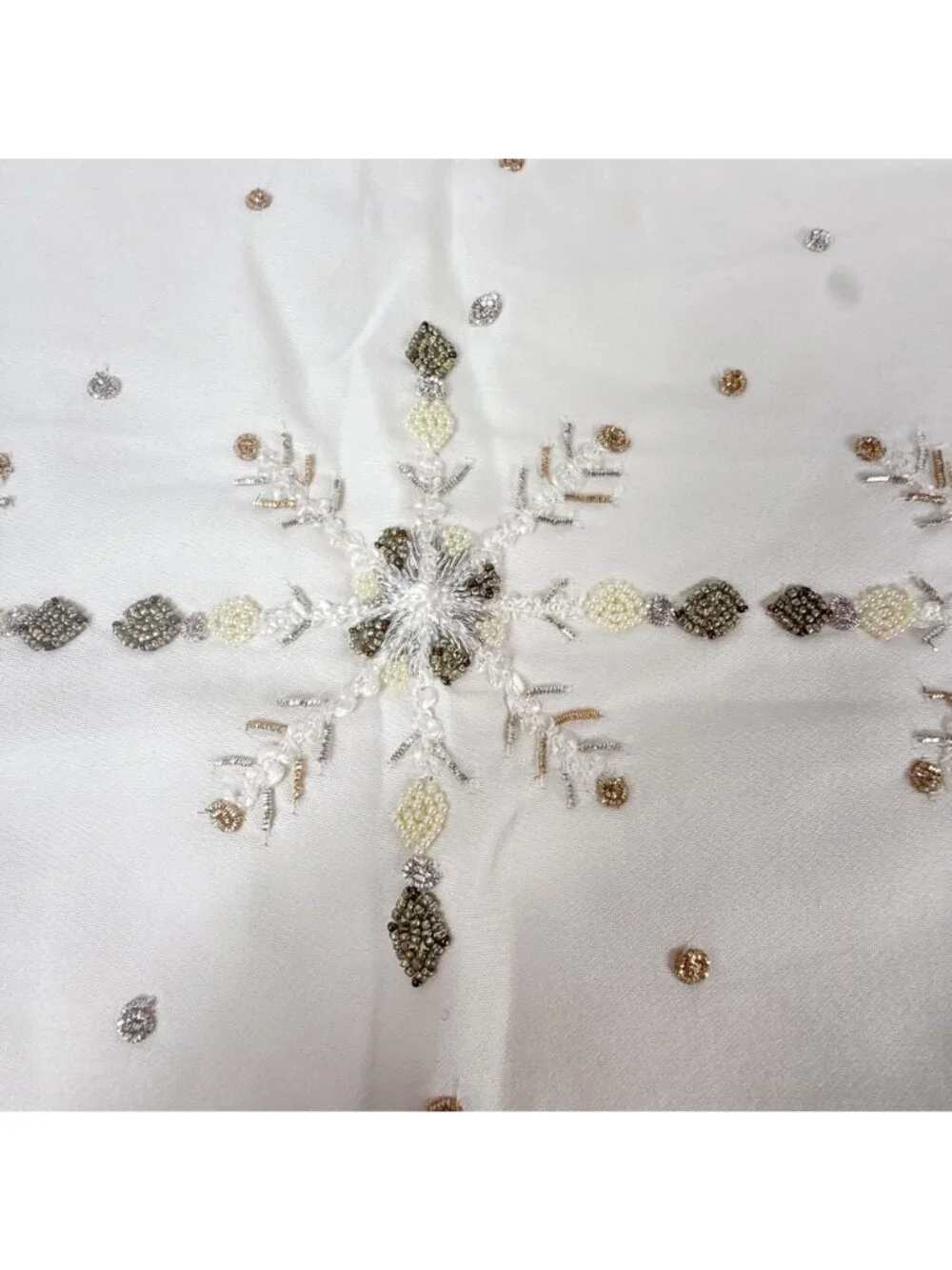 Crate & Barrel Cream Wintry Snowflake Embroidered Pillow Sham 18 x 12 Inches